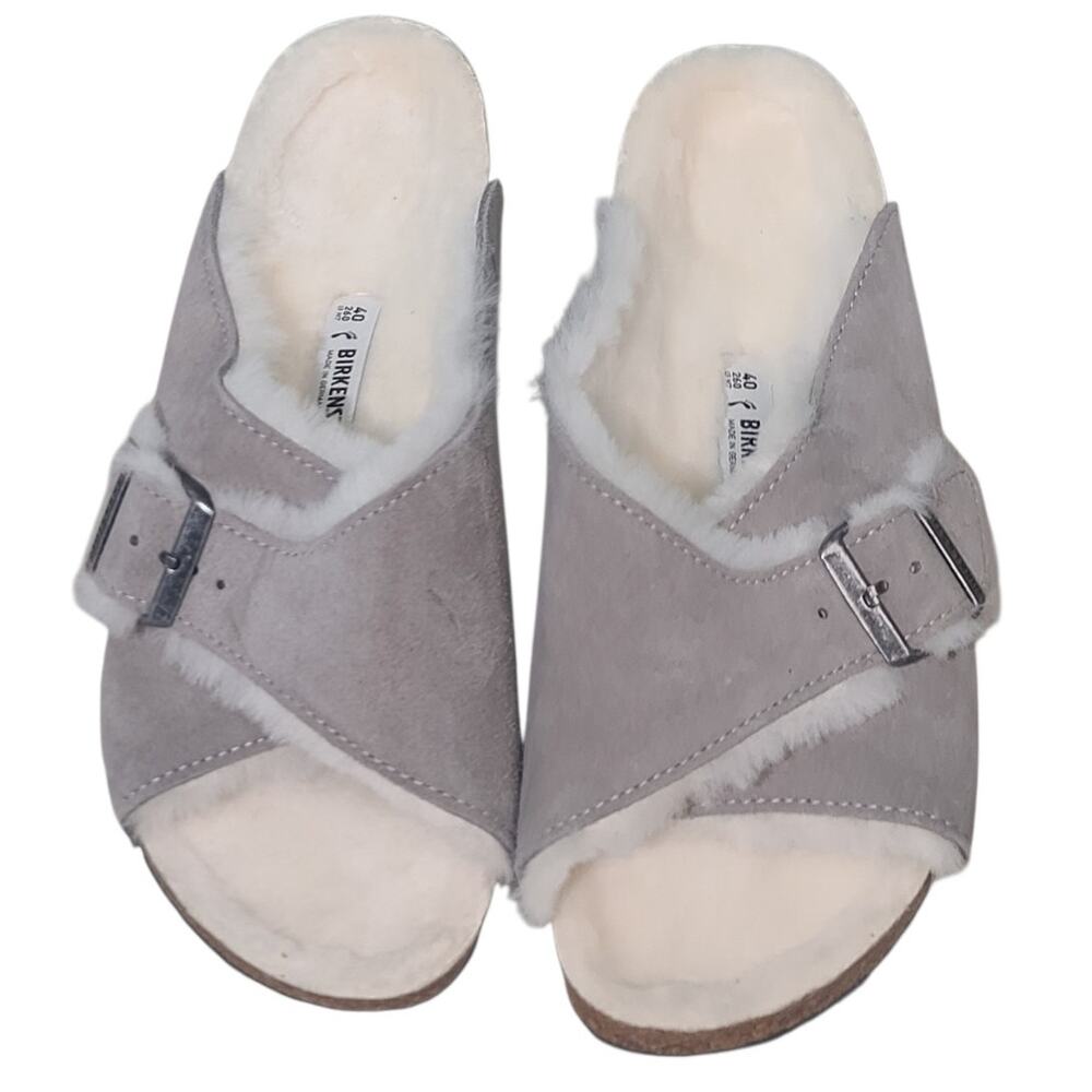 Birkenstock Arizona Shearling Slides Gray 40